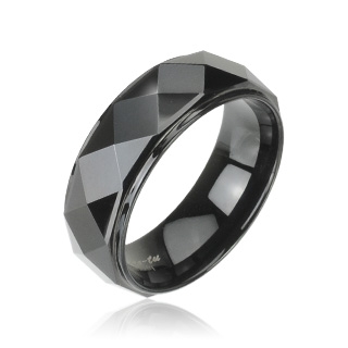 Bague homme tungstene Black Wedge