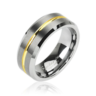 Bague homme tungstene Gold Line