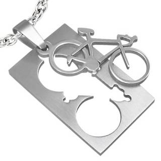 Pendentif homme acier plaque v�lo