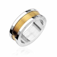 Bague homme acier avec bande plaqu�e or