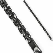 Bracelet homme acier � mailles carr�es noires