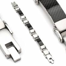 Bracelet homme acier et fibre de carbone noire