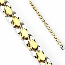 Bracelet homme acier lumi�re dor�e