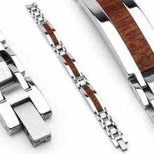 Bracelet homme acier marron et silver
