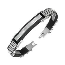 Bracelet homme acier motif grecs et petits losanges