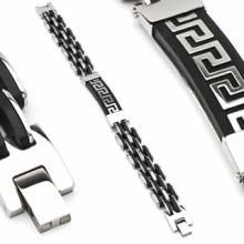 Bracelet homme acier motif vague stylis�e