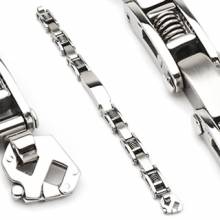 Bracelet homme acier plaques et ressorts
