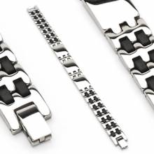Bracelet homme acier silver et noir