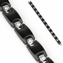 Bracelet homme c�ramique noire et jonctions d'acier serties