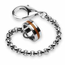 Bracelet homme chaine et bague silver et marron