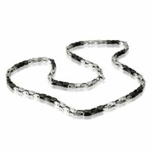 Cha�ne homme acier � maille rectangulaire bicolore