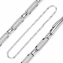 Collier homme acier � mailles cylindriques style lime