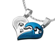 Paire de pendentifs acier moitier de coeur love