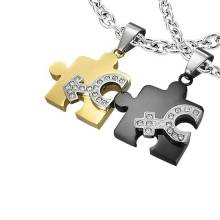 Paire de pendentifs Puzzle noir et dor�