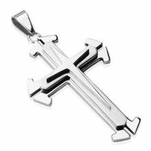 Pendentif homme acier 3 croix superpos�es
