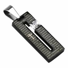Pendentif homme acier rectangle ajour� serti