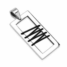 Pendentif homme acier rectangle travers� de lacets