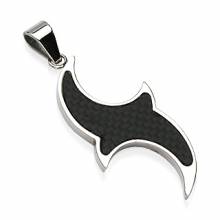 Pendentif homme tribal acier et fibre de carbone