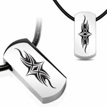 Pendentif plaque acier bouclier tribal