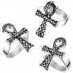 Bague homme croix �gyptienne Ankh aspect peau de serpent en acier
