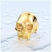 Bague homme en acier dor� � crane de vampire