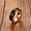 Bague homme en tungstene cuivr� � bandeau bross� noir