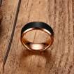 Bague homme en tungstene cuivr� � bandeau bross� noir