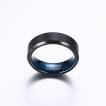 Bague homme en tungst�ne noir bross� et bleu poli