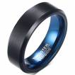 Bague homme en tungst�ne noir bross� et bleu poli