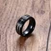 Bague homme noire à compas de navigation et filins d'acier