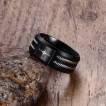 Bague homme noire à compas de navigation et filins d'acier