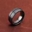 Bague homme noire en tungstene brossé à rainure