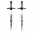 Boucles d'oreilles acier en forme d'�p�e celtique � pierre noire (Paire) 