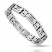Bracelet homme acier � mailles rectangulaires serties
