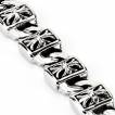 Bracelet homme acier � plaquettes avec croix en relief