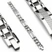Bracelet homme acier avec bandes de fibre de carbone blanche