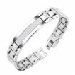Bracelet homme acier avec bandes de fibre de carbone blanche