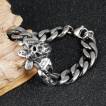 Bracelet homme biker en acier � crane et cl�s � molette