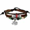 Bracelet homme en cuir à pendentif trèfle et diverses perles
