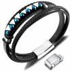 Bracelet homme multi-rangs noir � perles bleues facett�es et triangles
