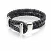 Bracelet homme � quatre tresse en similicuir Noir et attache acier