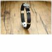 Bracelet homme similicuir noir et marron � roue nautique en acier