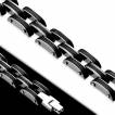 Bracelet homme style chenille en acier argent� et acrylique noir