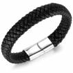 Bracelet homme tress� �l�gant en similicuir noir