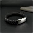 Bracelet homme tress� �l�gant en similicuir noir