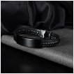 Bracelet noir pour homme � plaque ID avec tresse et lani�re similicuir