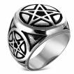 Chevalière homme en acier ornée de 3 pentagrammes