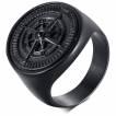 Chevali�re homme noire en acier � design compas de navigation maritime
