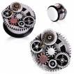 Ecarteur plug en acier � engrenages style Steampunk