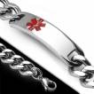 Gourmette homme large en acier avec croix m�dicale rouge